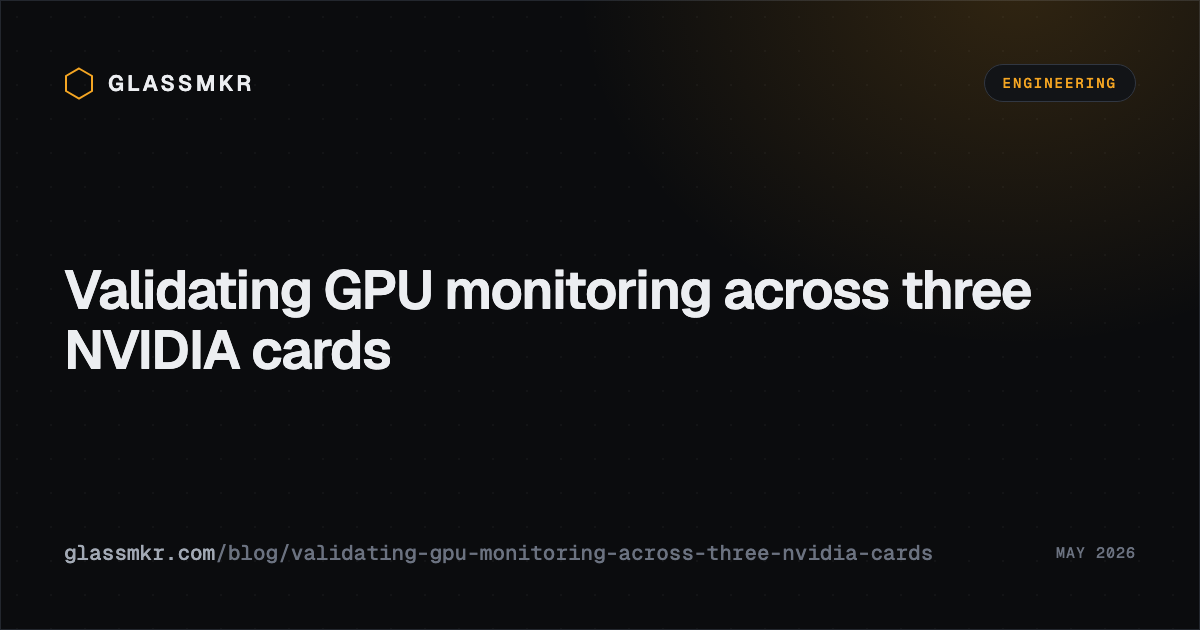 A terminal table validating GPU rules across NVIDIA L4, RTX A4000 and A16: L4 stayed quiet at 67C of 90C under load, the A16 reported 8 dies with correct per-die dedup, and ECC/XID/NVLink were fixture-tested rather than induced.